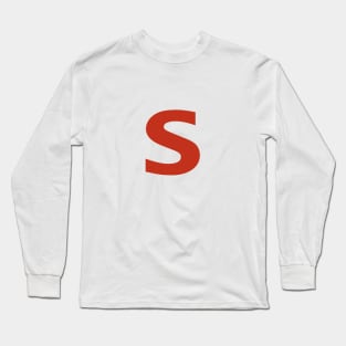 Letter s in Red Text Minimal Typography Long Sleeve T-Shirt